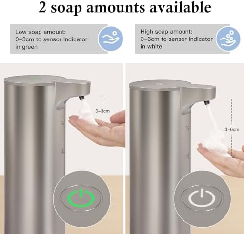 Automatic Foaming Soap Dispenser, Rechargeable Touchless Foam Hand Soap Dispenser for Bathroom, Stainless Steel Soap Pump for Kitchen, Water-Resistant, Xmas Gift 9oz - Image 3