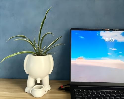 Creative Ceramic Human Shape Planter - Funny Penis Planter with Drainage, Stylish Peeing Pot for Indoor/Outdoor Piss Succulent Plant Pot, Gift for Father Friends Family, 5.4 Inches (White) - Image 3