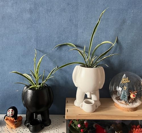 Creative Ceramic Human Shape Planter - Funny Penis Planter with Drainage, Stylish Peeing Pot for Indoor/Outdoor Piss Succulent Plant Pot, Gift for Father Friends Family, 5.4 Inches (White) - Image 4