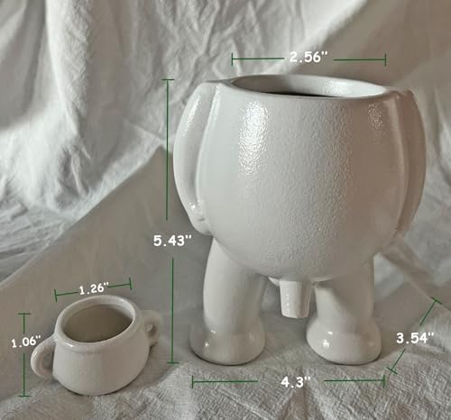 Creative Ceramic Human Shape Planter - Funny Penis Planter with Drainage, Stylish Peeing Pot for Indoor/Outdoor Piss Succulent Plant Pot, Gift for Father Friends Family, 5.4 Inches (White) - Image 5