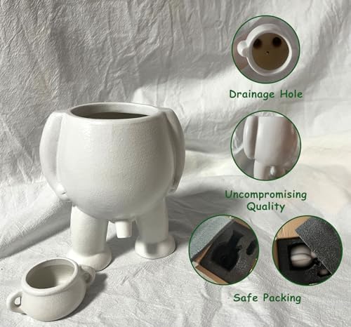 Creative Ceramic Human Shape Planter - Funny Penis Planter with Drainage, Stylish Peeing Pot for Indoor/Outdoor Piss Succulent Plant Pot, Gift for Father Friends Family, 5.4 Inches (White) - Image 6