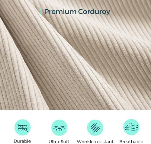 LINSY HOME Modular Sectional Sofa, 134" Boneless Couch L Shaped 4-Seat Sofa with Movable Ottoman, Corduroy Sectional Cloud Couches for Living Room, No Assembly Required, Beige - Image 6